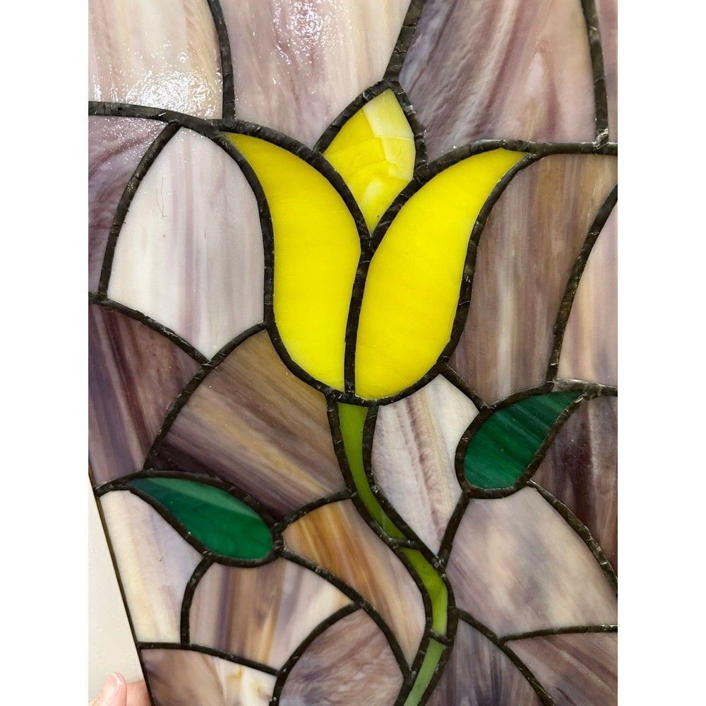 Vintage 2 Tulip stained glass‎